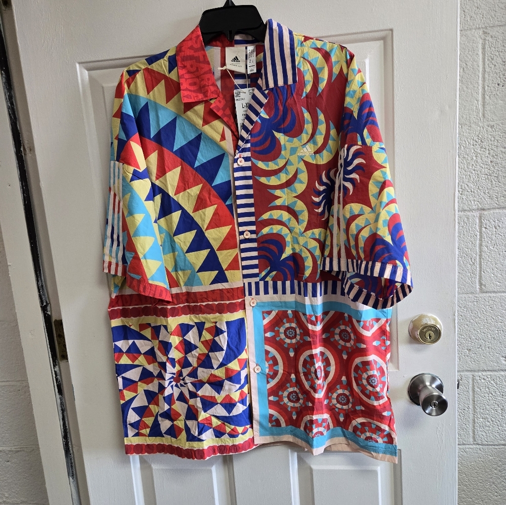 FARM Rio Red Yellow Graphic Boxy Button Down - Picture 2 of 8